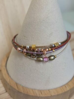 Bracelet Femme "L'Aventure Bohème" - Multi-Brins Fins & Mélange de Perles Métalliques