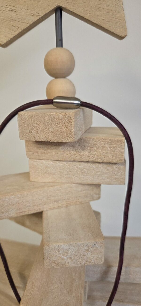 Collier sautoir cuir et perles argentées