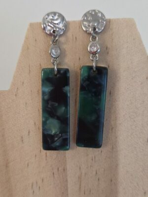 Boucles d'oreille femme pendentif acétate vert et passant verre