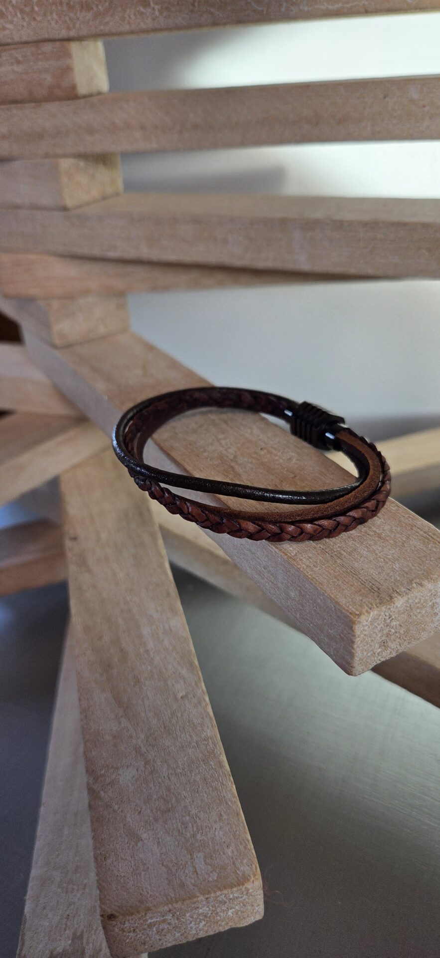 Bracelet homme trois cuirs marron