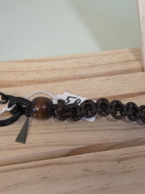 Porte-clés en macramé cuir marron et noir