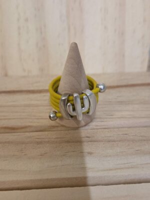 Bague femme cuir rond et palmier argenté