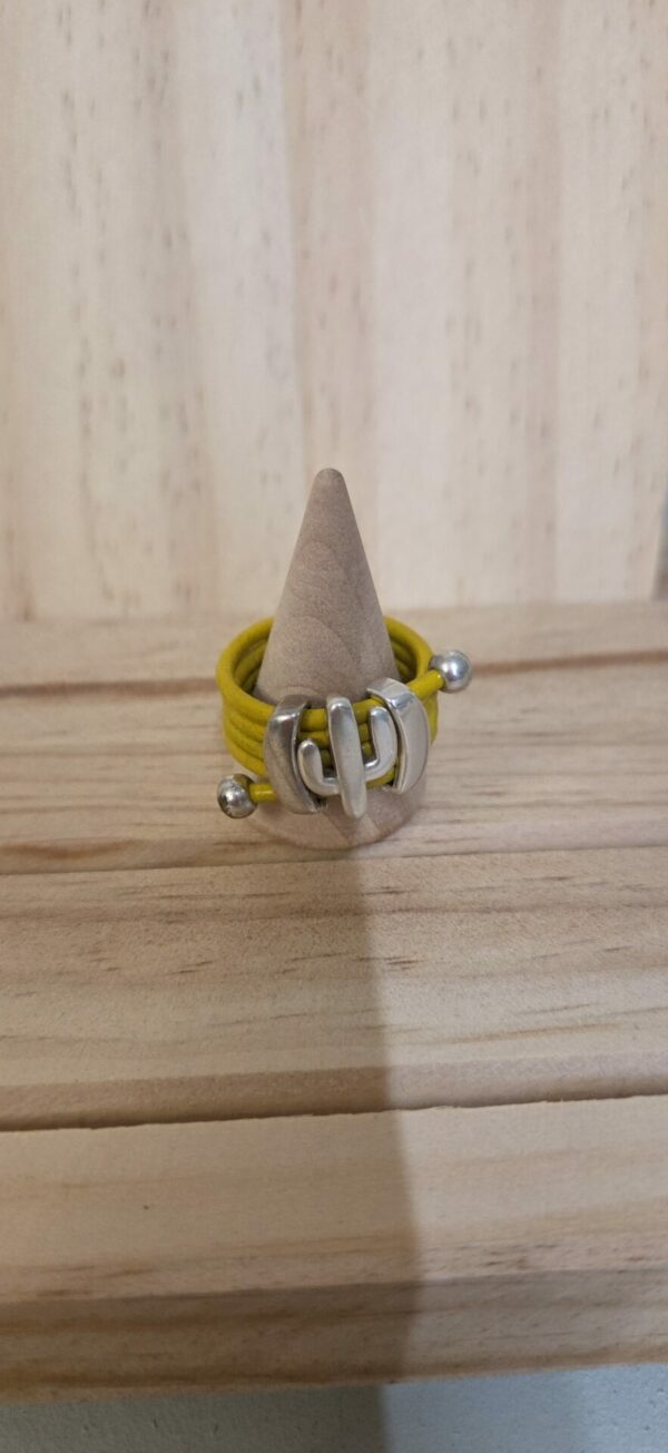 Bague femme cuir rond et palmier argenté