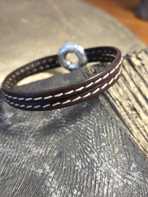 Bracelet homme cuir marron et fermoir bouée