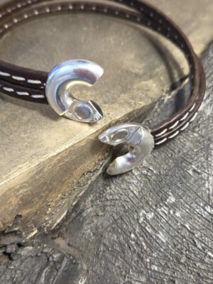 Bracelet homme cuir marron et fermoir bouée