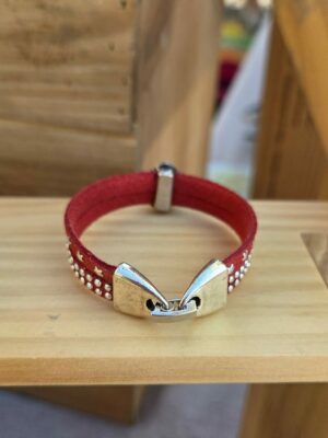 Bracelet enfant suédine rouge et coccinelle