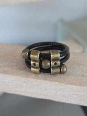 Bague homme cuir rond 3mm et passants bronze
