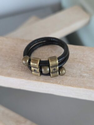 Bague homme cuir rond 3mm et passants bronze