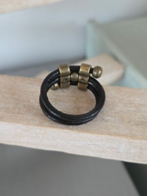 Bague homme cuir rond 3mm et passants bronze