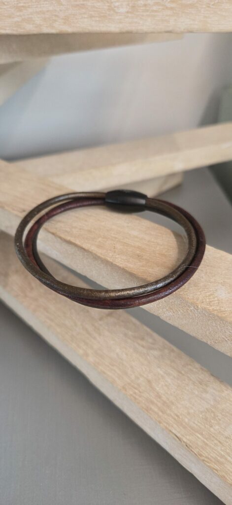 Bracelet homme trois cuirs ronds marrons
