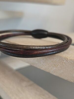 Bracelet homme trois cuirs ronds marrons