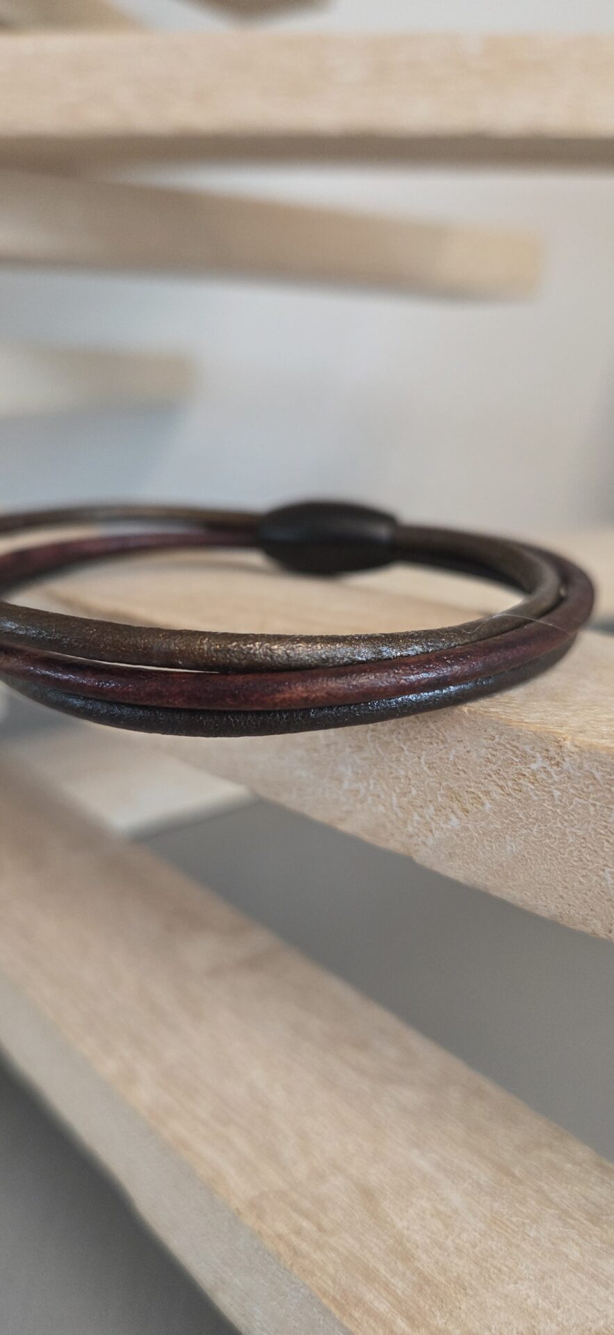 Bracelet homme trois cuirs ronds marrons