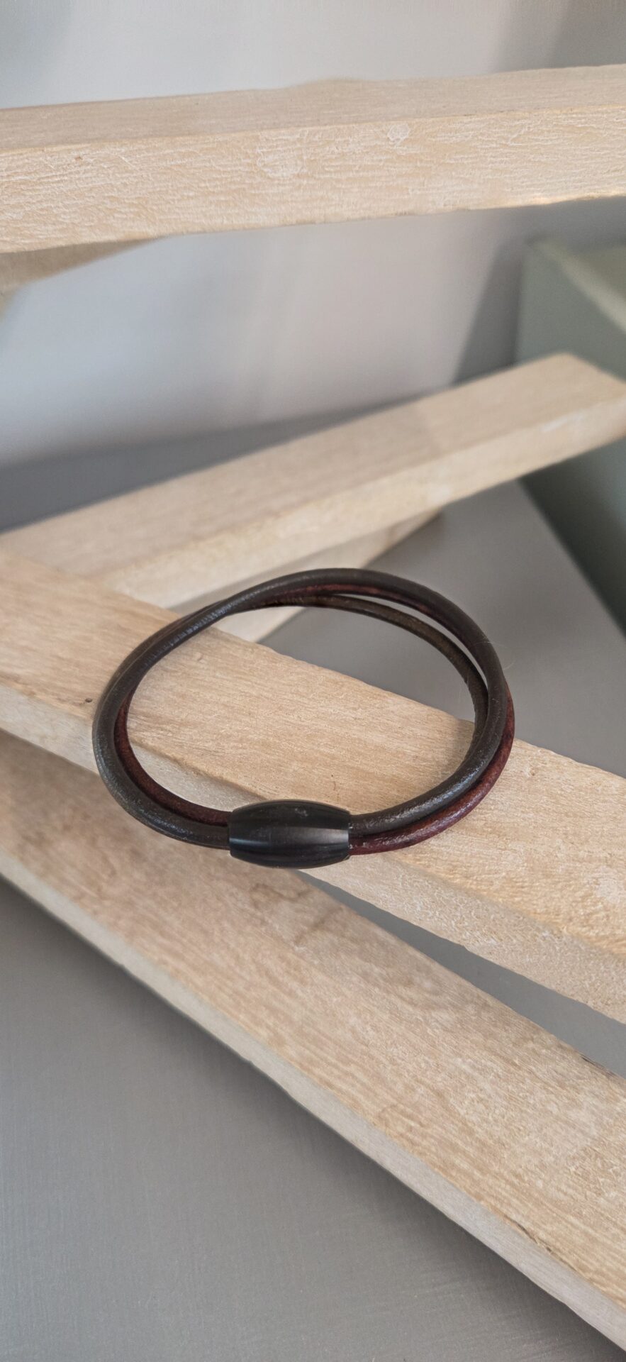 Bracelet homme trois cuirs ronds marrons