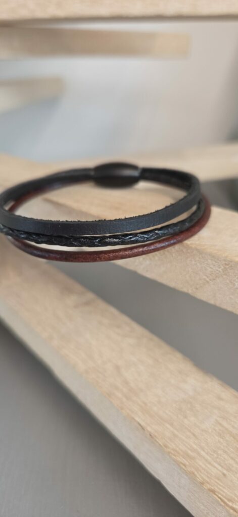 Bracelet homme cuir carré, tressé et rond