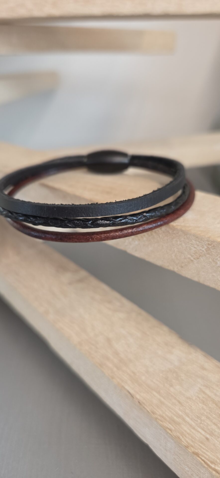 Bracelet homme cuir carré, tressé et rond