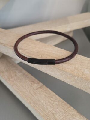 Bracelet homme cuir rond 4mm marron