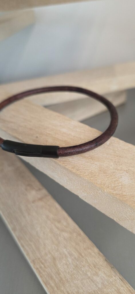 Bracelet homme cuir rond 4mm marron
