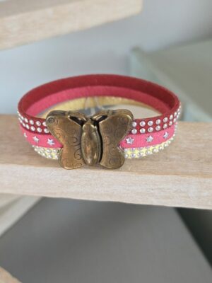 Bracelet enfant en suédine, fermoir papillon