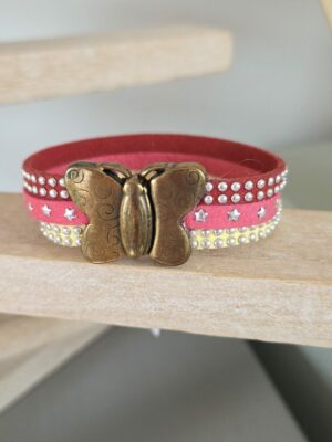 Bracelet enfant en suédine, fermoir papillon