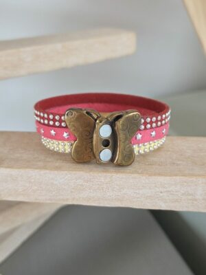 Bracelet enfant en suédine, fermoir papillon