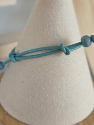 Bracelet enfants coccinelle et cuir rond bleu