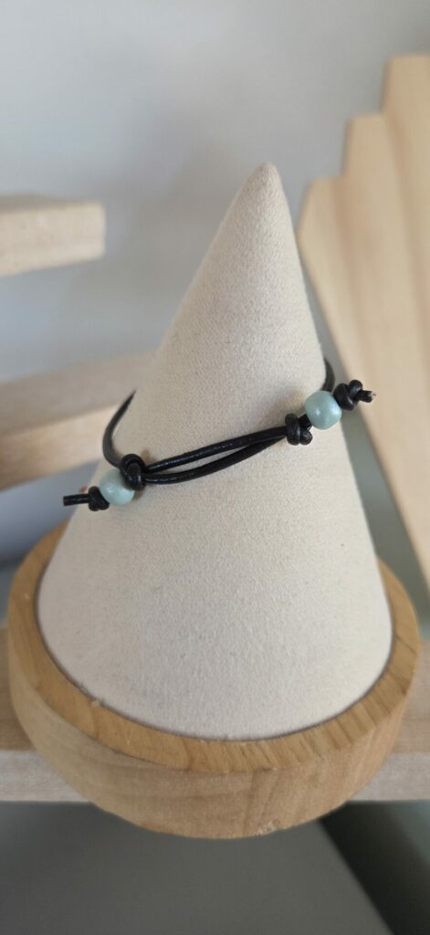 Bracelet enfants coccinelle et cuir rond noir