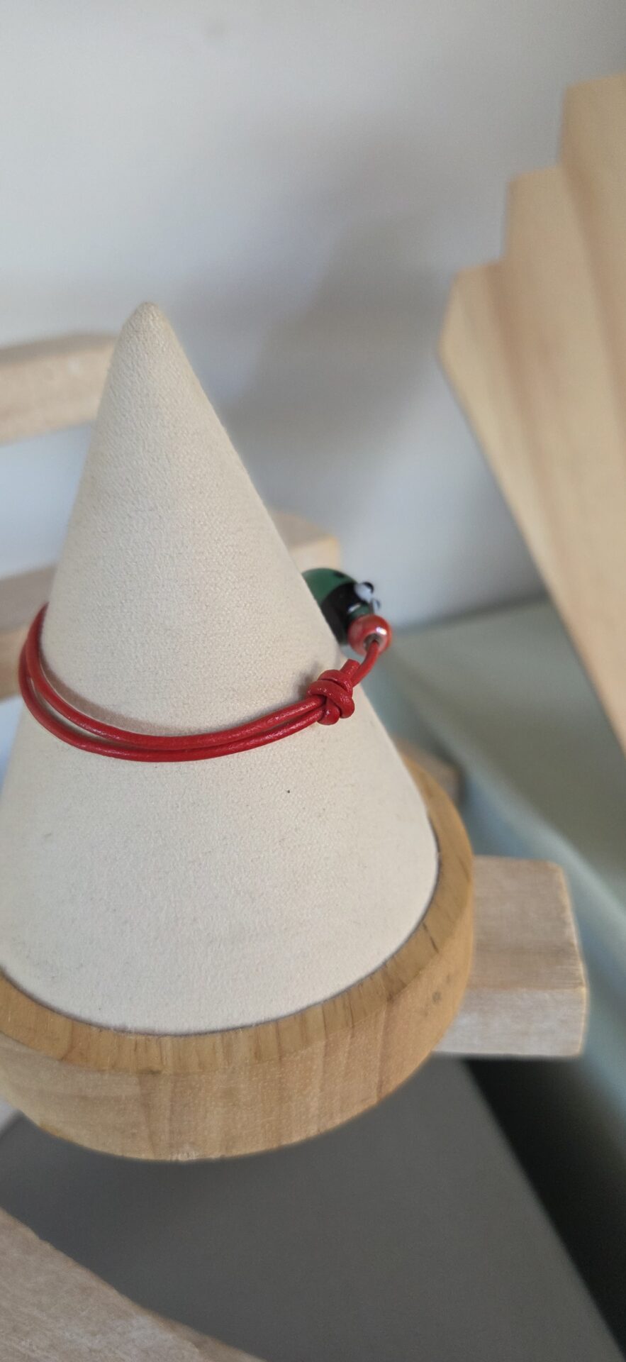 Bracelet enfants coccinelle et cuir rond rouge