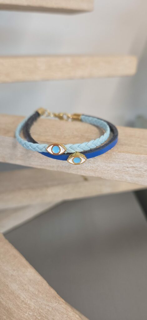 Bracelet femme double rang et ses yeux émaillés
